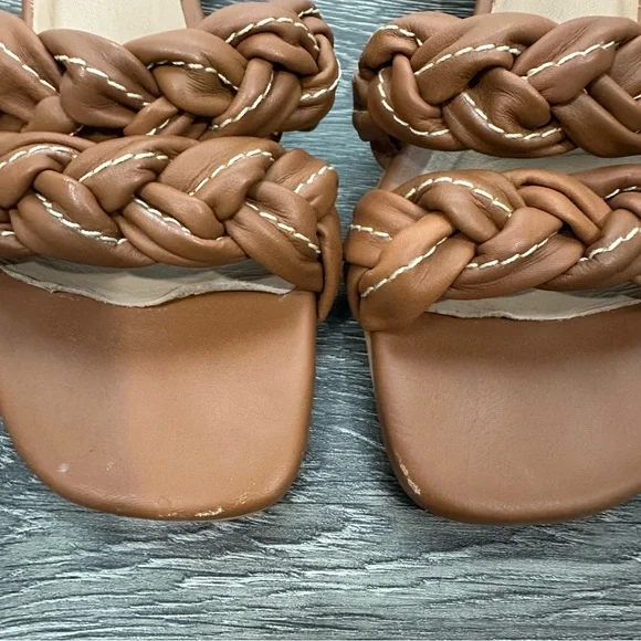 Kaanas Brown Braided Block Sandal Heels Size 10 - Picture 5 of 12